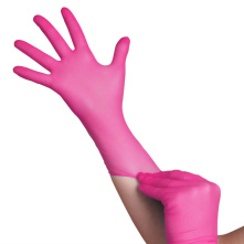 Igoli Fuksja M 100szt - różowe rękawice jednorazowe nitrylowe - 4